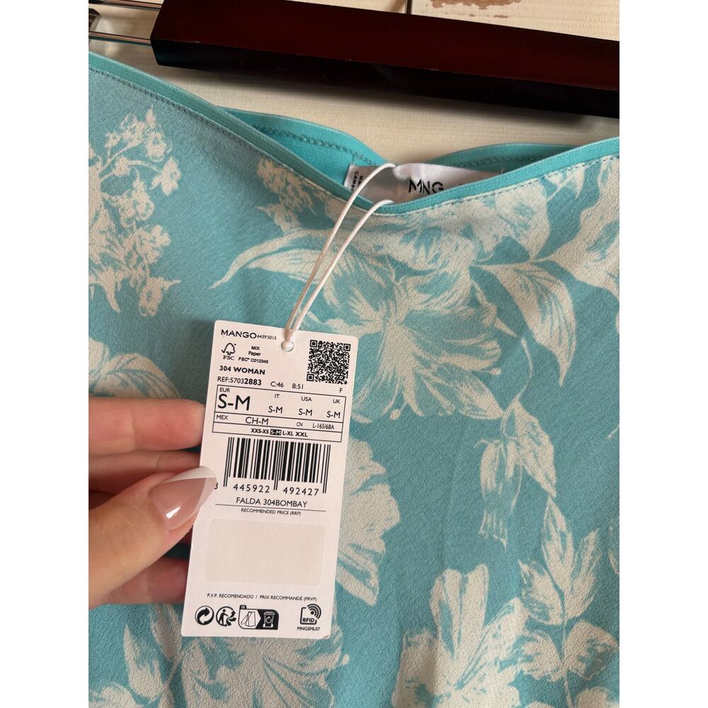 Mango Women’s Blue Maxi A Line Skirt Floral Flowy Party Events Small NWT - Picture 6 of 7
